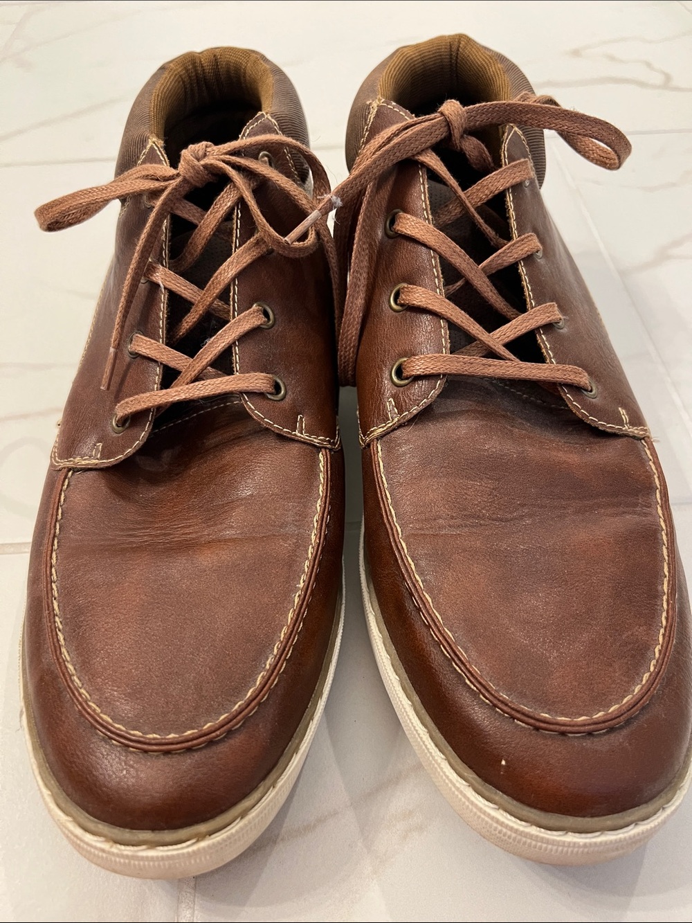 Sonoma Brown Leather Boat-Style Lace-Up Shoes